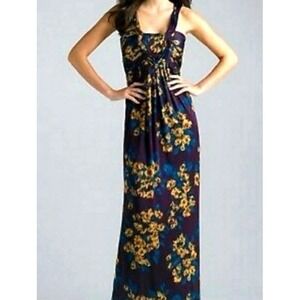 Gianni Bini Maxi Dress Womens Small Purple Watercolor Artsy Formal Event Goddess